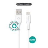 eSTUFF INFINITE USB-C-Kabel 60W 1 m - 100 % Återvunnen Plast - Vit