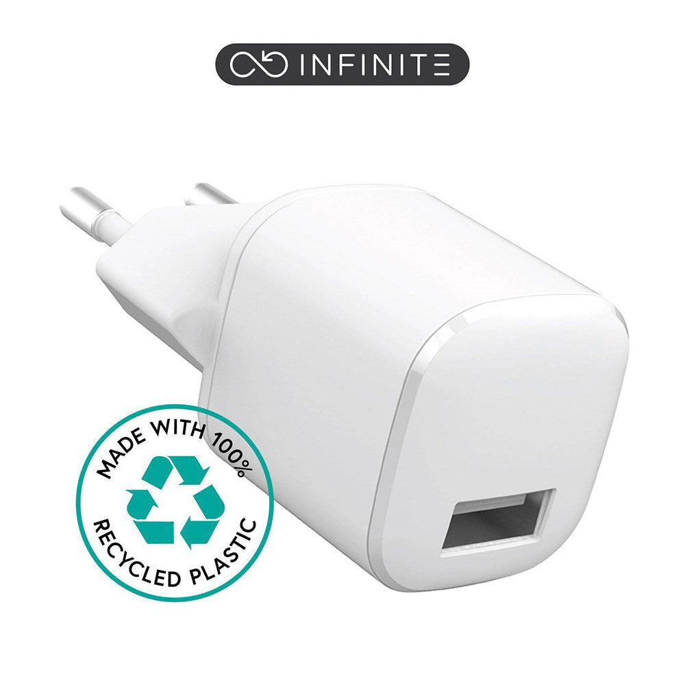 eSTUFF INFINITE 12W USB-A Väggladdare - 100 % Återvunnen Plast - Vit