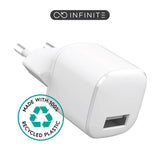 eSTUFF INFINITE 12W USB-A Väggladdare - 100 % Återvunnen Plast - Vit