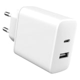 eSTUFF INFINITE 20W  USB-C & USB-A Väggladdare - 100 % Återvunnen Plast - Vit