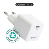 eSTUFF INFINITE 30W PD USB-C GaN Väggladdare - 100 % Återvunnen Plast - Vit