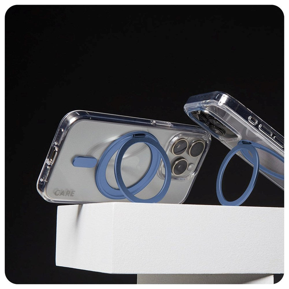 CARE by PanzerGlass iPhone 16 Pro Max Feature Kickstand Skal - MagSafe Kompatibel - Transparent / Coronet Blue