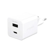 empower by PanzerGlass Turbo 35W Väggladdare m. 1x USB-A & 1x USB-C – Silver White