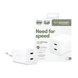 empower by PanzerGlass Turbo 45W Väggladdare m. 2x USB-C – Silver White