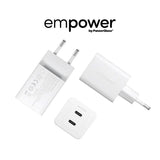 empower by PanzerGlass Turbo 45W Väggladdare m. 2x USB-C – Silver White