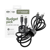 empower by PanzerGlass Racing 60W USB-C till USB-C Kabel – 1.2m – Space Black