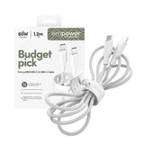 empower by PanzerGlass Racing 60W USB-C till USB-C Kabel – 1.2m – Silver White