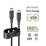 empower by PanzerGlass Racing 60W USB-C till USB-C Kabel – 2m – Space Black