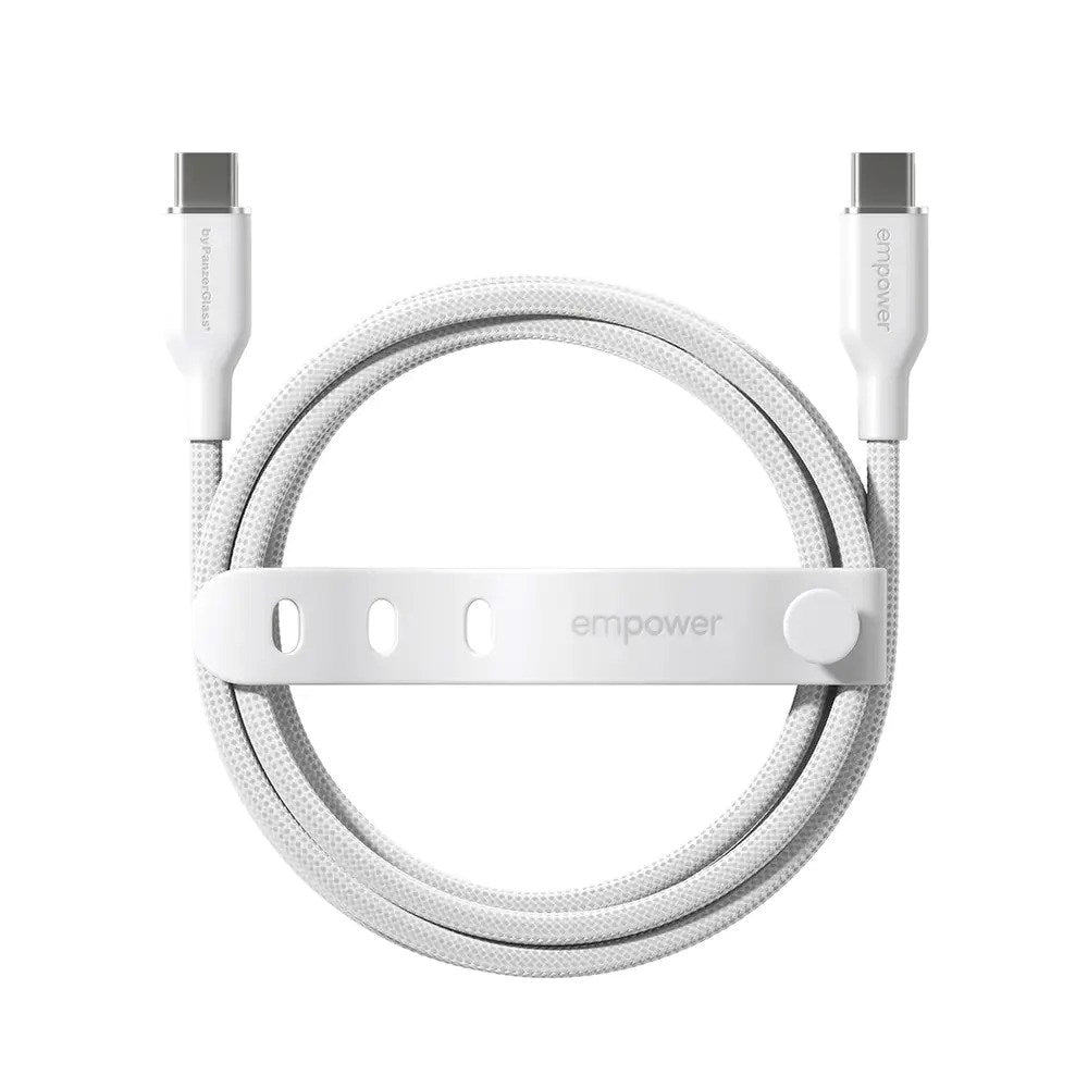 empower by PanzerGlass Racing 60W USB-C till USB-C Kabel – 2m – Silver White