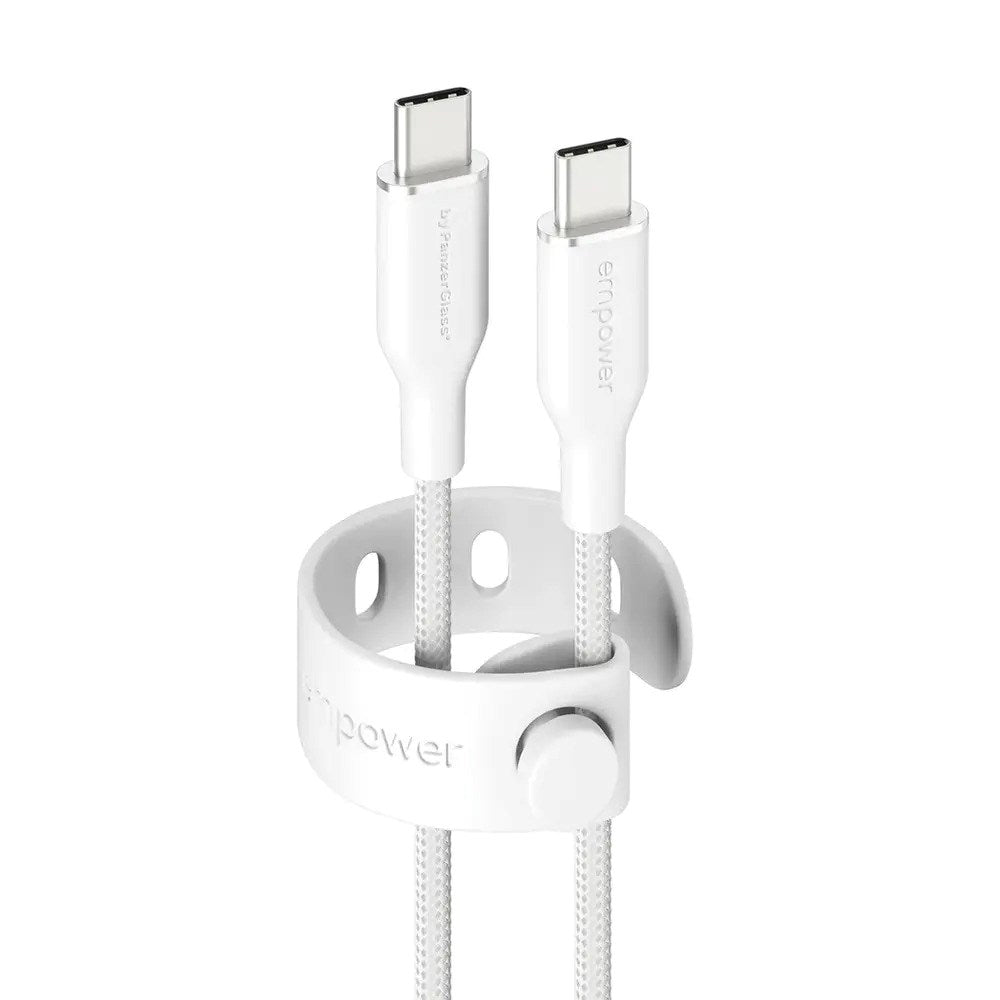 empower by PanzerGlass Racing 60W USB-C till USB-C Kabel – 2m – Silver White