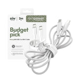 empower by PanzerGlass Racing 60W USB-C till USB-C Kabel – 2m – Silver White