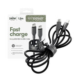 empower by PanzerGlass Racing 240W USB-C till USB-C Kabel – 1.2m – Space Black