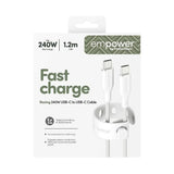 empower by PanzerGlass Racing 240W USB-C till USB-C Kabel – 1.2m – Silver White