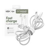 empower by PanzerGlass Racing 240W USB-C till USB-C Kabel – 1.2m – Silver White
