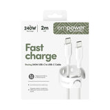 empower by PanzerGlass Racing 240W USB-C till USB-C Kabel – 2m – Silver White