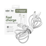 empower by PanzerGlass Racing 240W USB-C till USB-C Kabel – 2m – Silver White