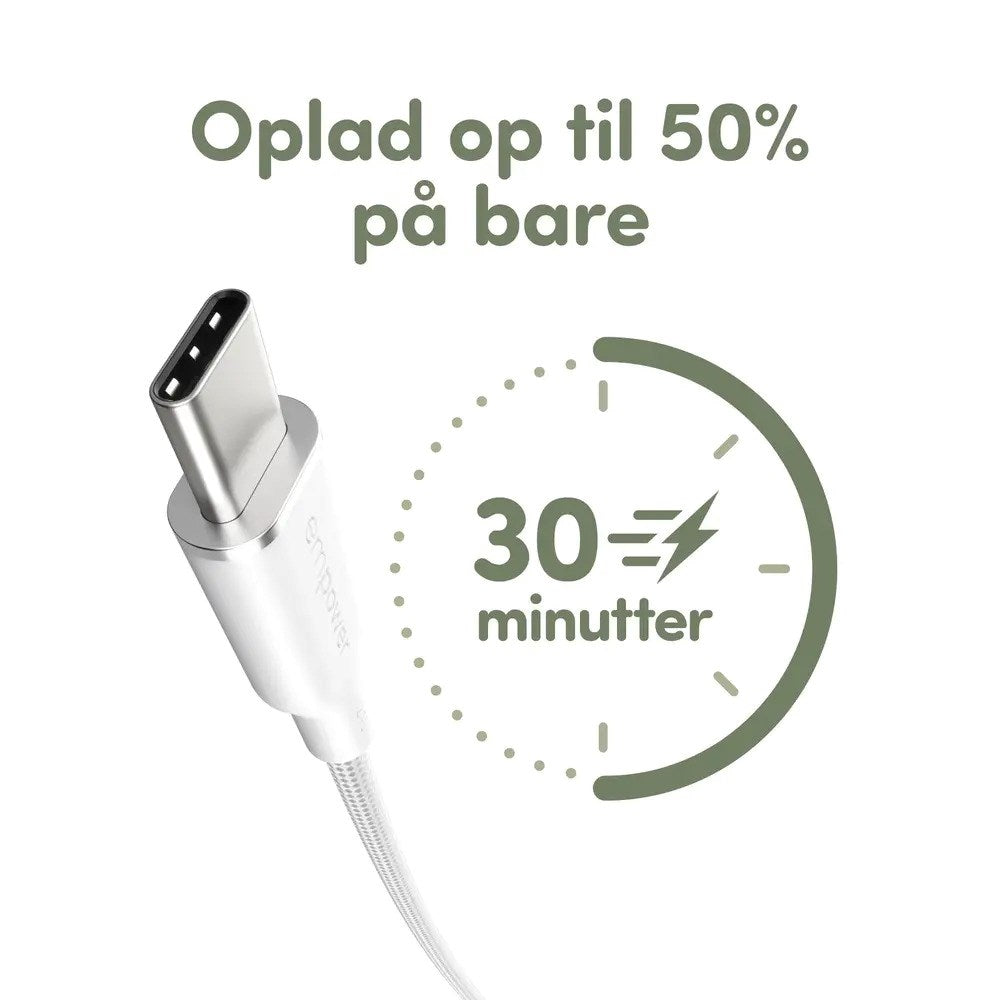 empower by PanzerGlass Racing 240W USB-C till USB-C Kabel – 2m – Silver White