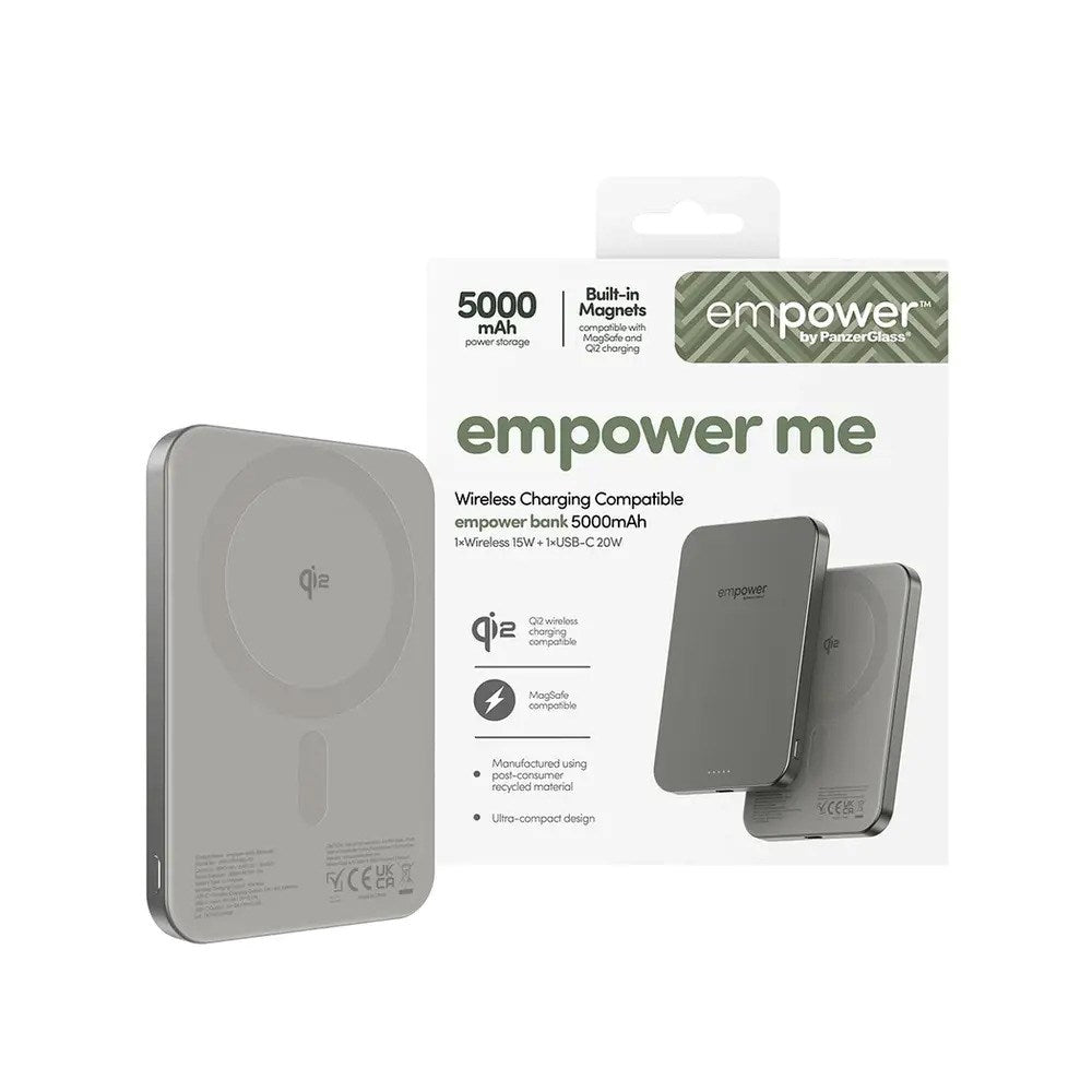 empower by PanzerGlass empower Bank - 5000 mAh - Qi2 / MagSafe Kompatibel - Titanium