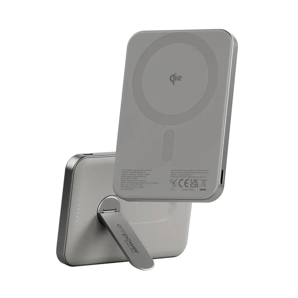 empower by PanzerGlass empower Bank m. Spin Stand - 5000 mAh - Qi2 / MagSafe Kompatibel - Titanium