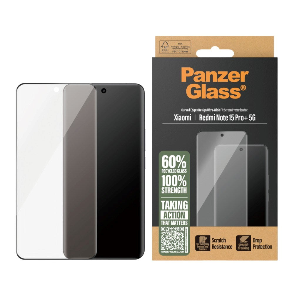 Xiaomi Redmi Note 15 Pro+ (Plus) PanzerGlass Skärmskyddsglas - Ultra Wide Fit - Genomskinlig
