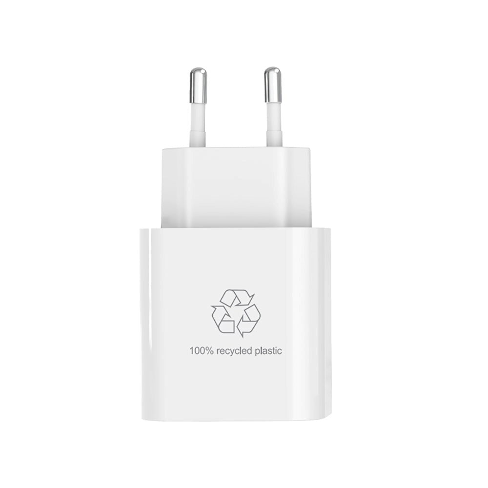 Upström Cirkulär PD 20W Återvunnen Plast Vægoplader m. USB-C - Hvid