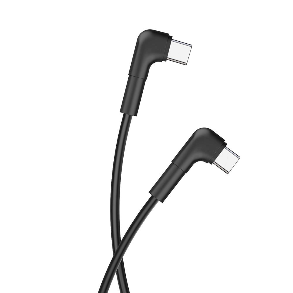 Maxlife Vinklad USB-C till USB-C-Kabel 60W - 1m - Svart