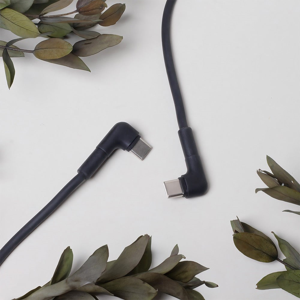 Maxlife Vinklad USB-C till USB-C-Kabel 60W - 1m - Svart