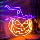 Neolia LED Neonskylt Halloween - Orange och Lila Ljus med Pumpor