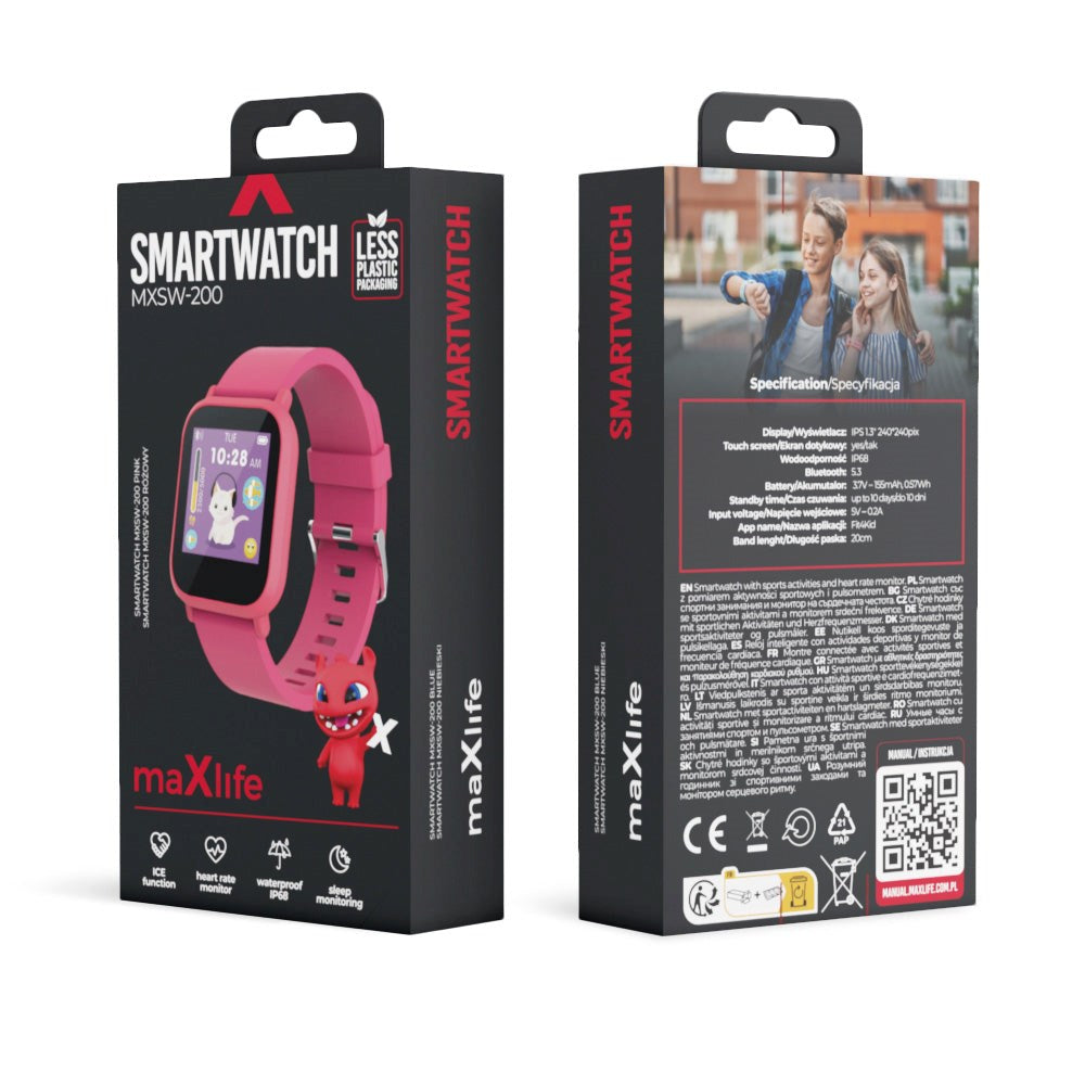 Maxlife MXSW-200 Smartwatch med Pulsmätare & Vattentät - Rosa