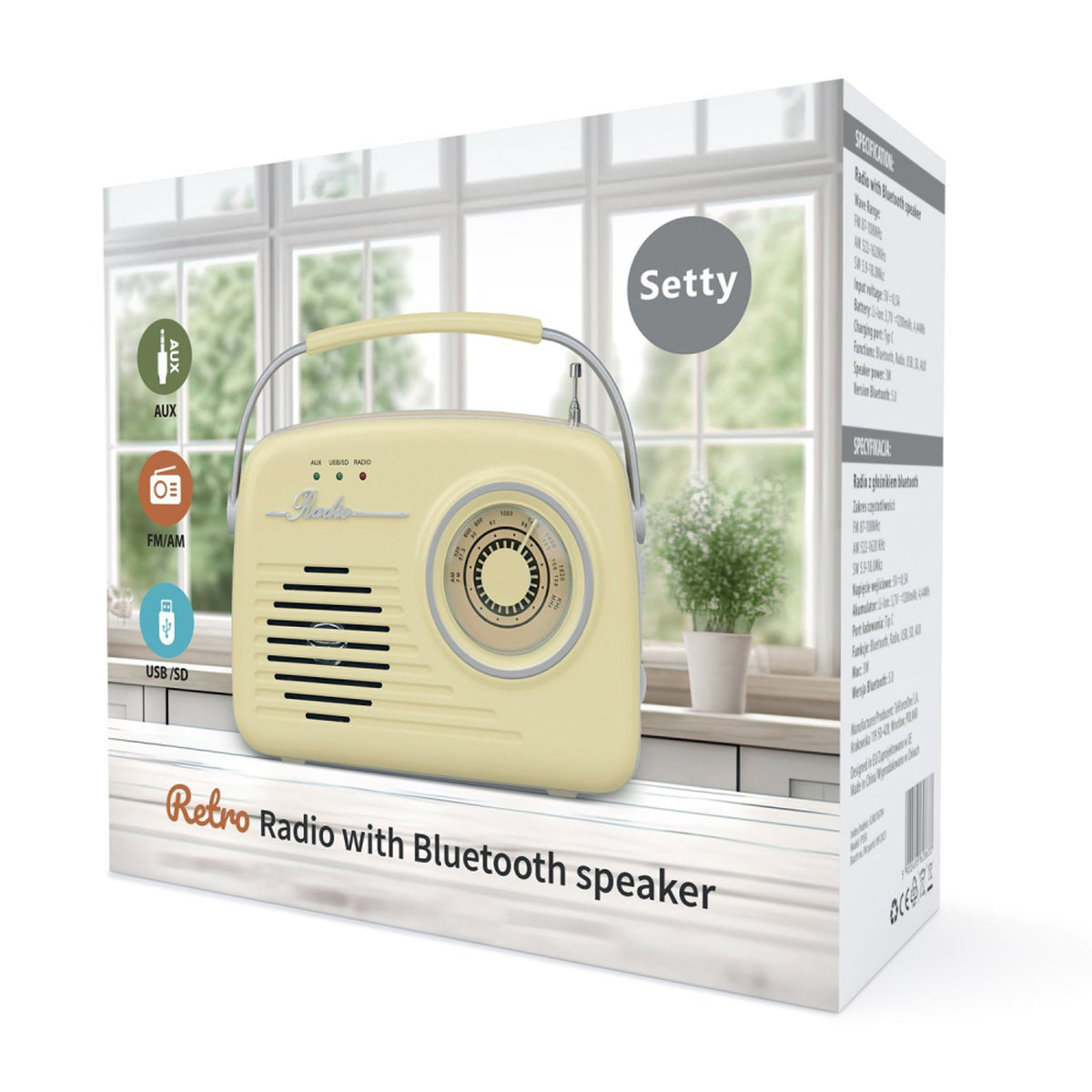 Setty Retro Bluetooth Högtalare m. Radio - Beige