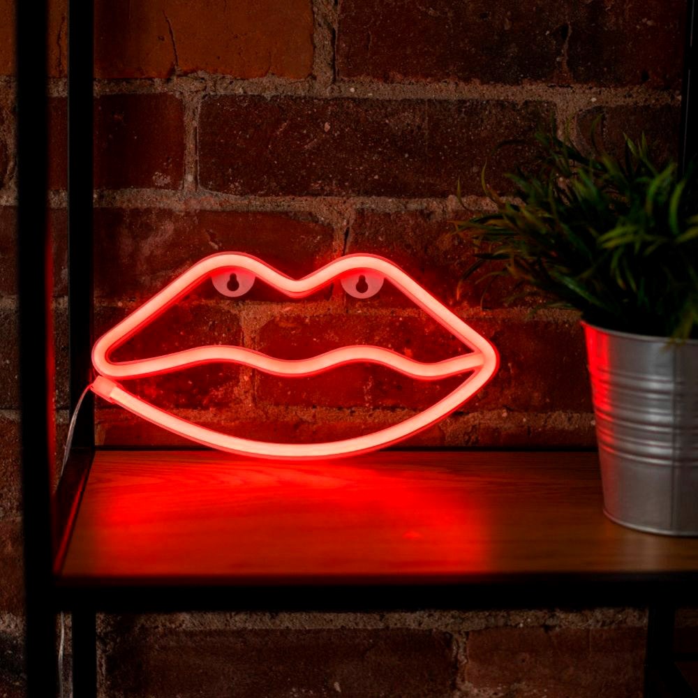 Forever Light - Läppformad LED Neonskylt - Rött ljus