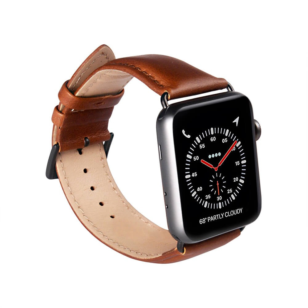 Apple Watch (38/40/SE/41/42mm) GEAR Buffalo Rem - Äkta Läder - Brun