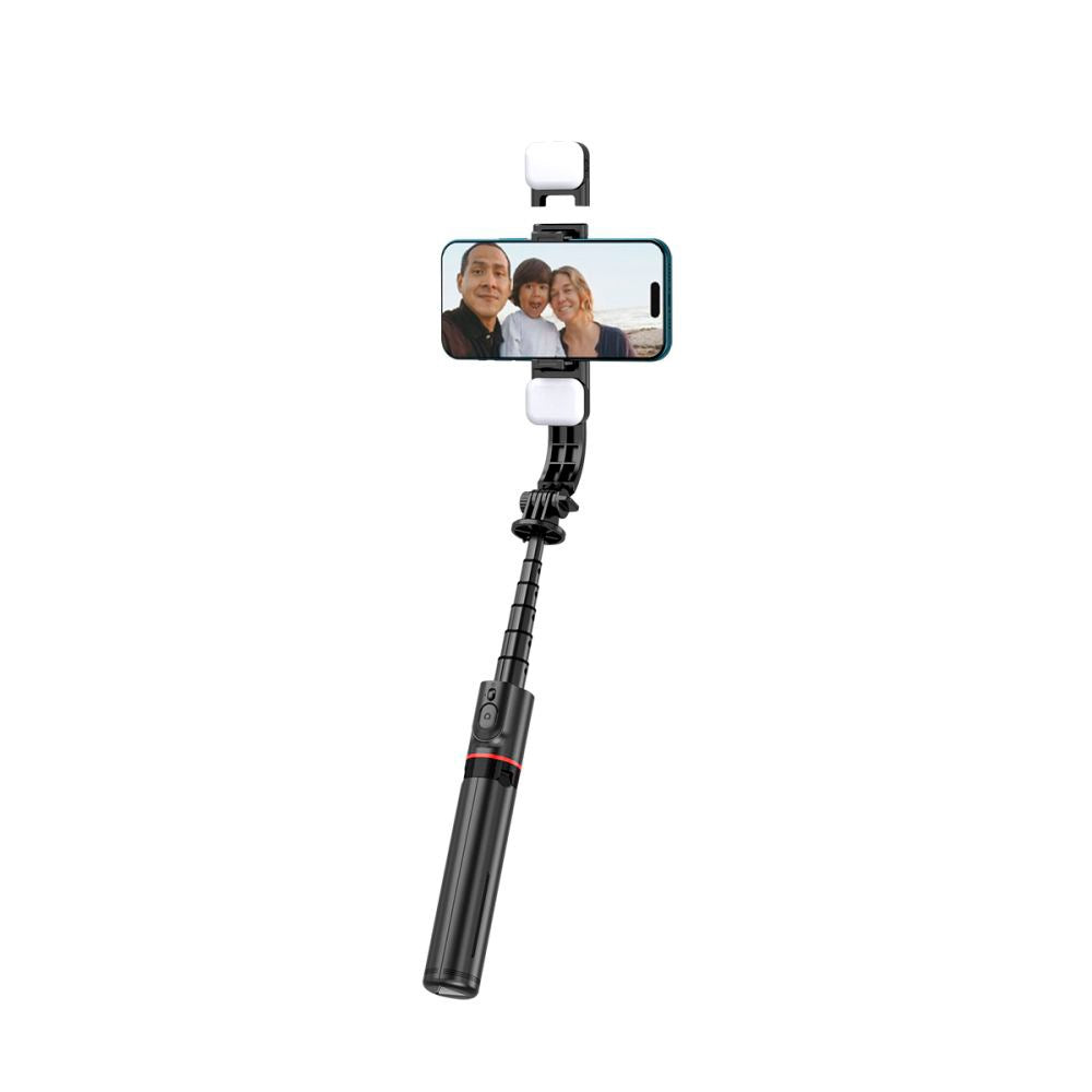 L05S Tech-Protect Selfie Stick med Stativ & LED-Ljus - Bluetooth - Svart