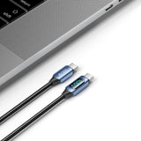 Tech-Protect Ultraboost LED USB-C till USB-C Kabel 100W/5A 1m - Svart / Blå