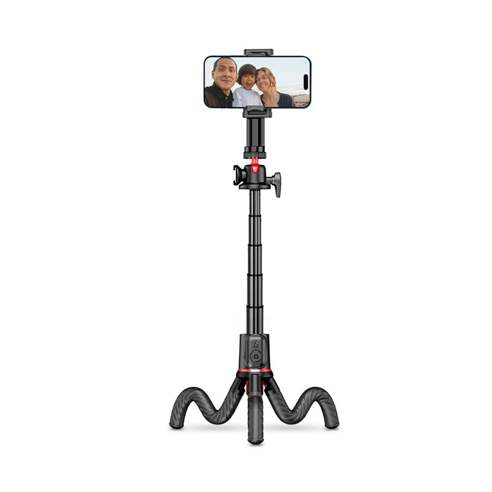 L07S Tech-Protect Selfie Stick med Flexibelt Stativ & Bluetooth - Svart