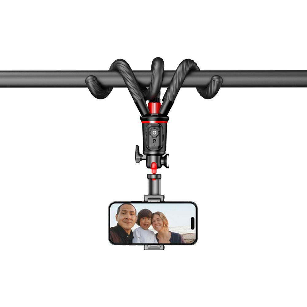 L07S Tech-Protect Selfie Stick med Flexibelt Stativ & Bluetooth - Svart