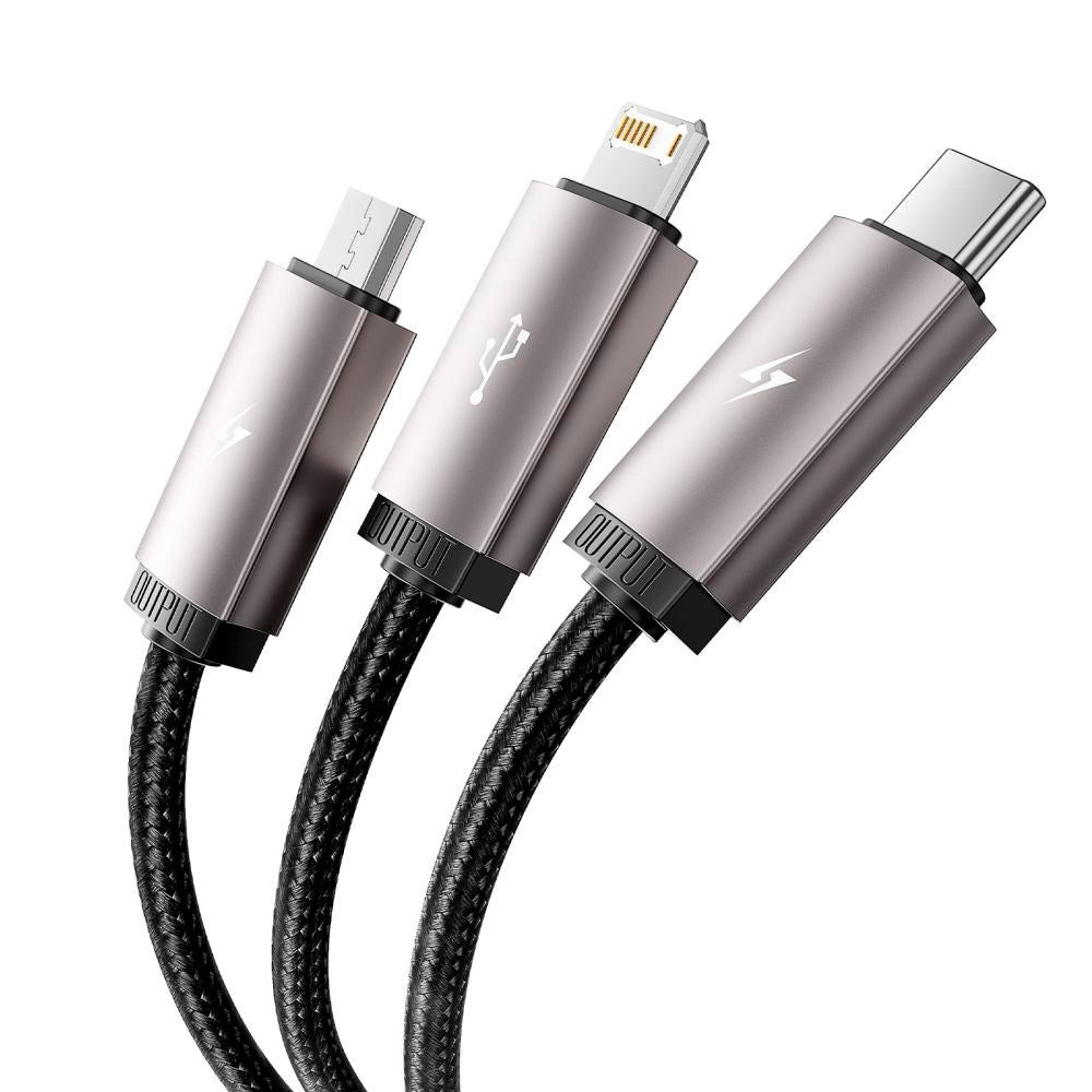 Tech-Protect Ultraboost 3-in-1 Lightning / USB-C / Micro-USB 3.5A-Kabel - 1 m - Grå