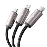 Tech-Protect Ultraboost 3-in-1 Lightning / USB-C / Micro-USB 3.5A-Kabel - 1 m - Grå