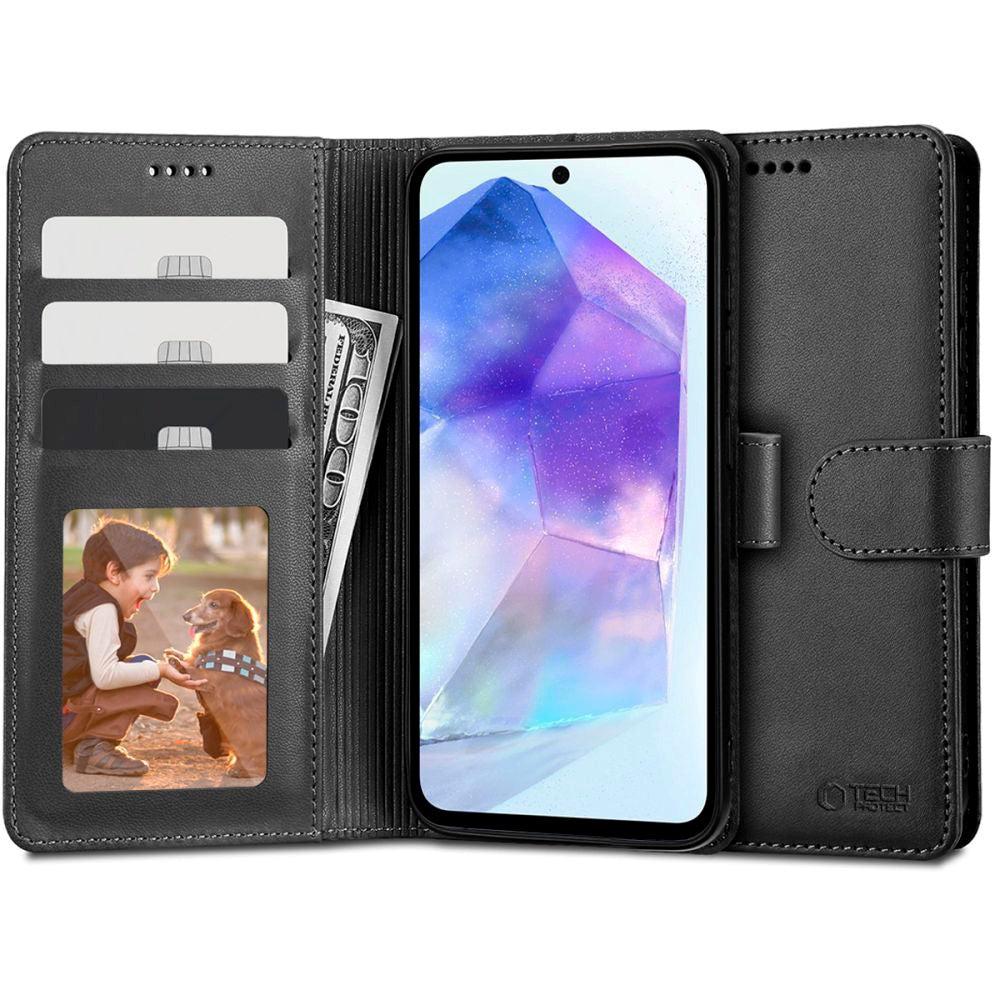 Samsung Galaxy A55 (5G) Tech-Protect Flip Wallet m. Plånbok - Svart