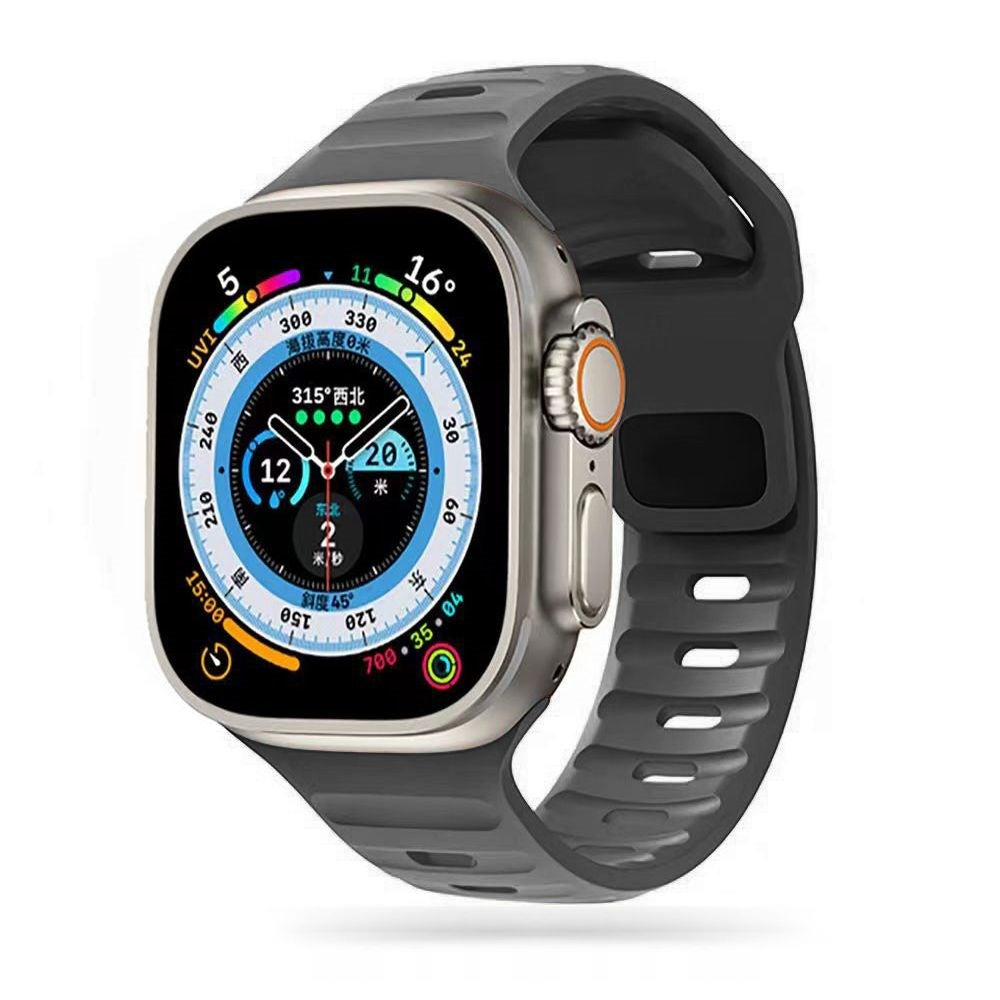 Apple Watch (42/44/SE/45/46/49mm) Iconband Tech-Protect Line Rem Silikon - Mörkgrå