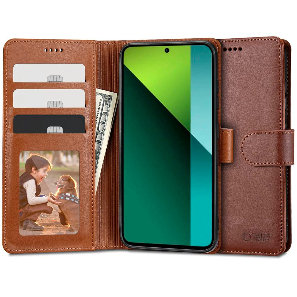 Xiaomi Redmi Note 13 Pro (5G) Tech-Protect Flip Wallet m. Plånbok - Brun