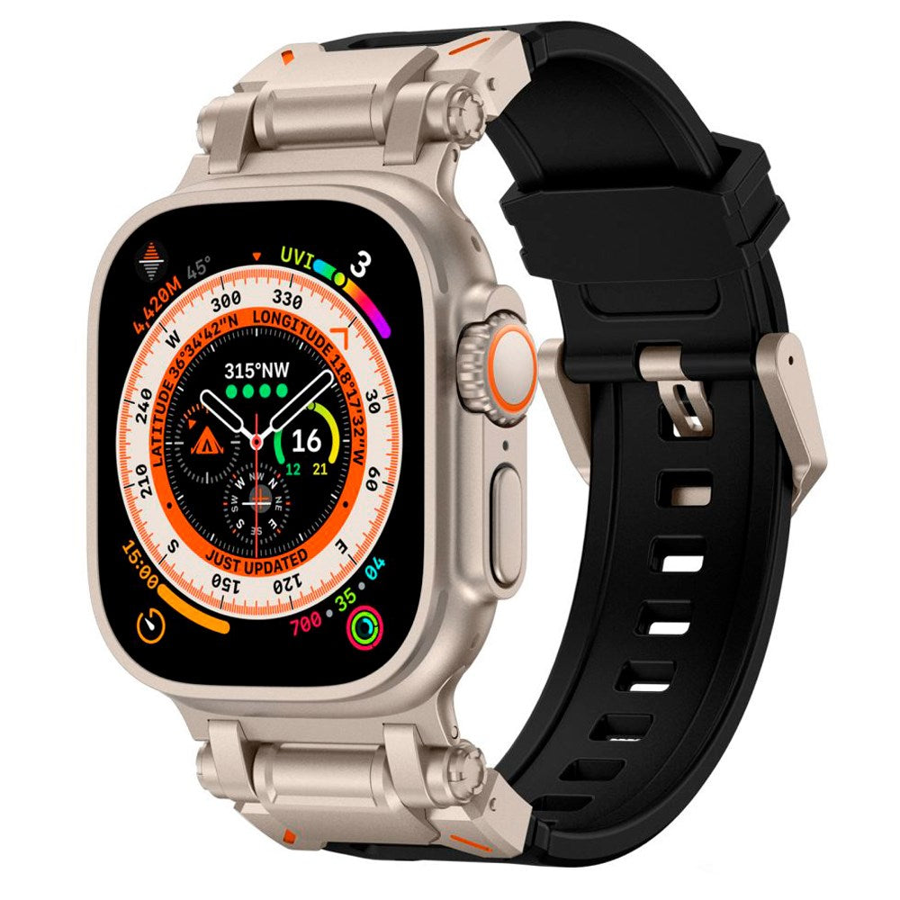 Tech-Protect Apple Watch (42/44/SE/45/46/49mm) Delta Pro Silikonrem - Svart / Titanium