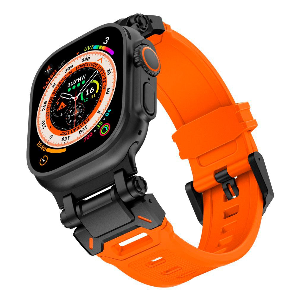 Tech-Protect Apple Watch (42/44/SE/45/46/49mm) Delta Pro Silikonrem - Svart / Orange