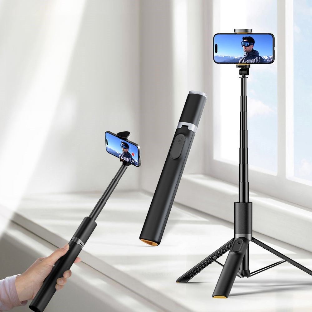 L07S Tech-Protect Selfie Stick med Tripod Stativ & Bluetooth - Svart