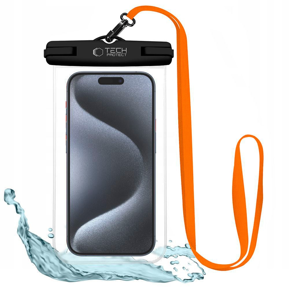 Tech-Protect Universal Waterproof Case Pouch - Svart / Transparent (Max. Telefon: 175 x 100 mm)