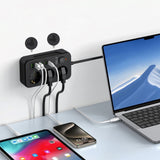Tech-Protect Multifunktionell Grenuttag med 3 x Uttag / 3 x USB-A / 3 x USB-C - 2m - Svart