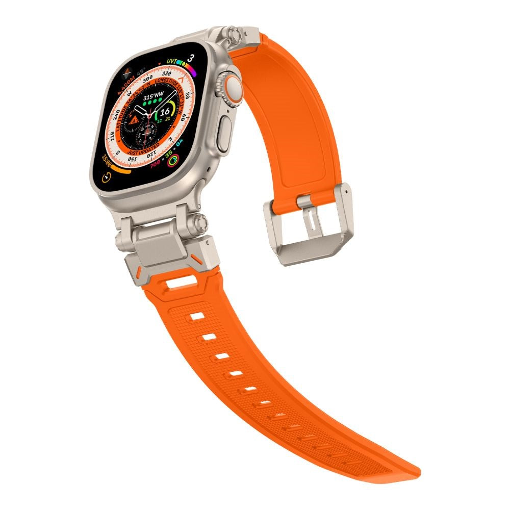 Tech-Protect Apple Watch (42/44/SE/45/46/49mm) Delta Pro Silikonrem - Orange / Titanium