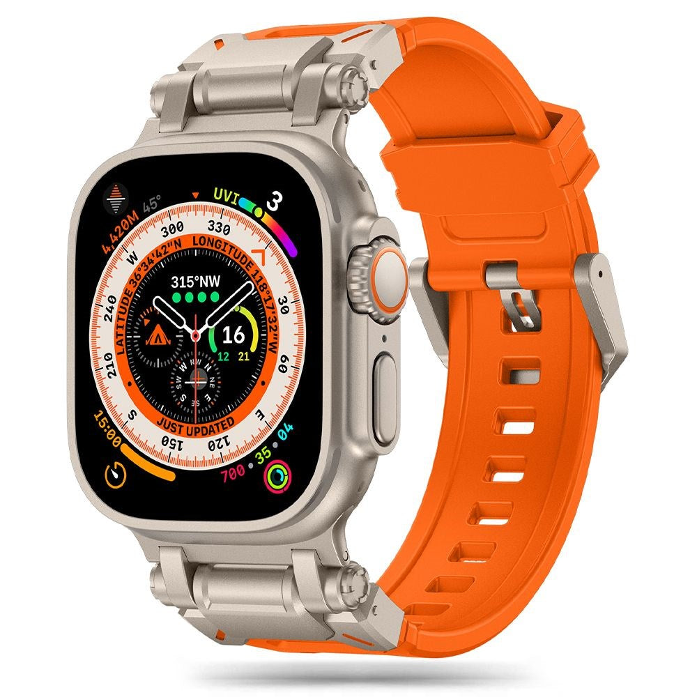 Tech-Protect Apple Watch (42/44/SE/45/46/49mm) Delta Pro Silikonrem - Orange / Titanium