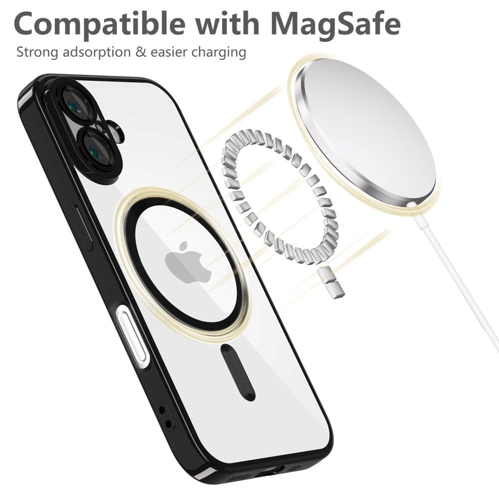 iPhone 16 Tech-Protect Magmat Skal - MagSafe-Kompatibelt - Genomskinlig / Glansig Svart