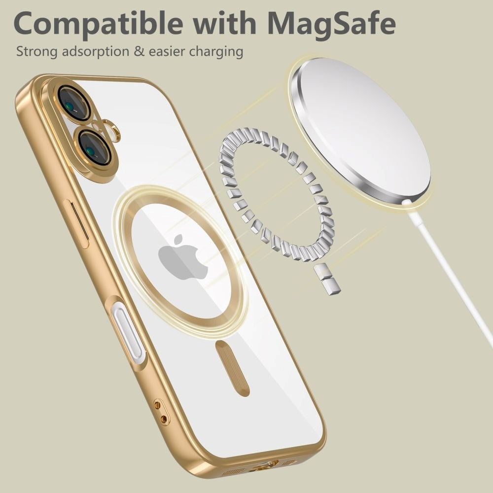 iPhone 16 Tech-Protect Magmat Skal - MagSafe-Kompatibelt - Genomskinlig / Guld